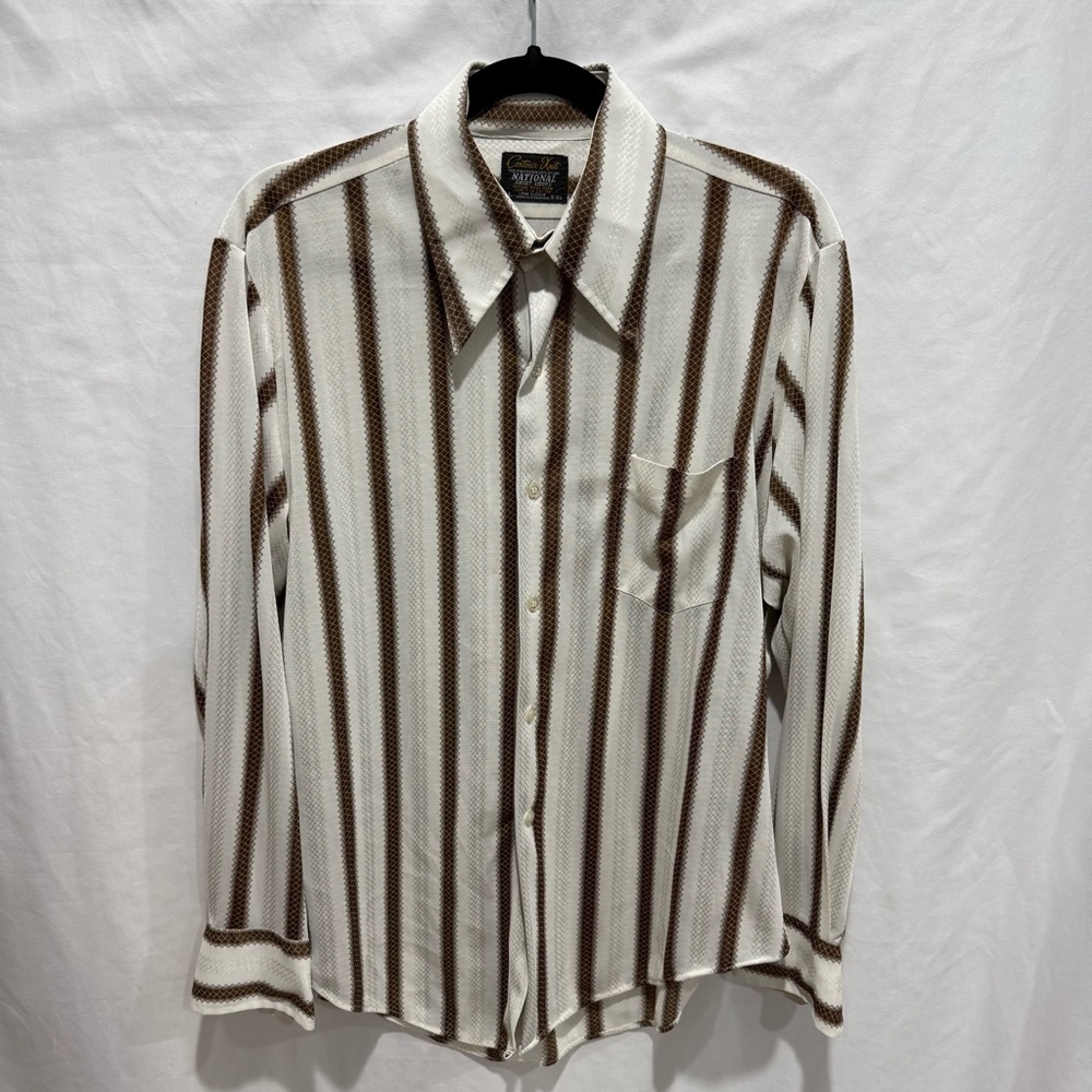 Vintage 70s National Shirt Shops Contour Knit Unisex Striped Disco Retro Groovy‎